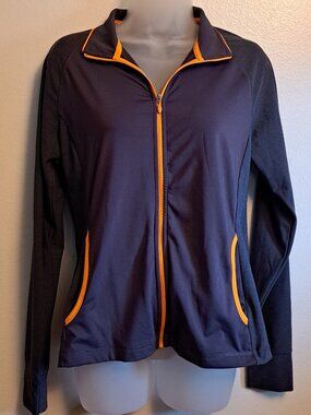 Slazenger women's performance activewear jacket in dark gray with orange accents